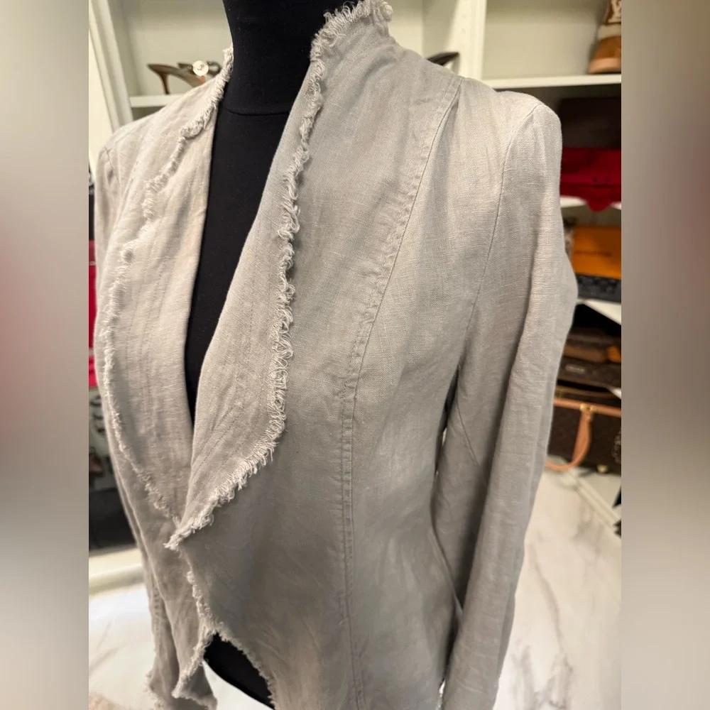 INC International Concepts Frayed Edge Light Gray Blazer SzL - Picture 2 of 7